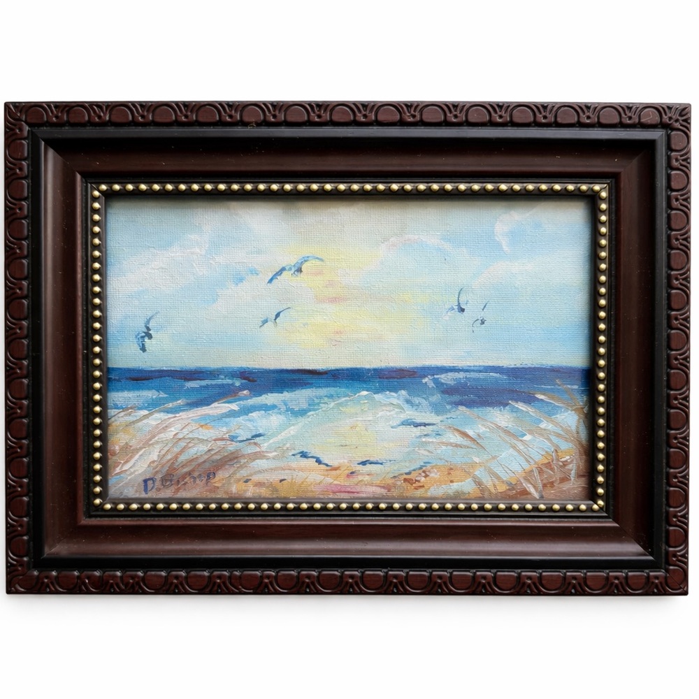 Original Art Painting Framed Beach Seascape